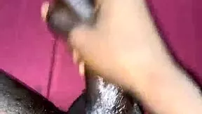 Thug teen 18+ jerks huge black monster cock close-up in full oiled bedroom video