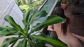 real 18 year old babe rides cock hard on outdoor balcony