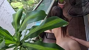 real 18 year old babe rides cock hard on outdoor balcony