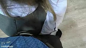 secretary slurps boss's monster cock in stockings before office creampie facial