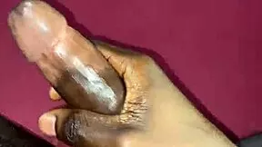 Thug teen 18+ jerks huge black monster cock close-up in full oiled bedroom video