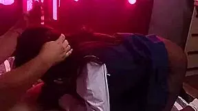 Ebony tempts stepdaddy cock before doggy pounding