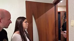boyfriend calls delivery guy to double team my tight wet pussy on bed