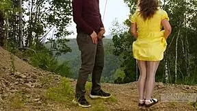 WOW! Exhibitionist Nympho Flashes Huge Tits and Ass for Forest Cumshot!