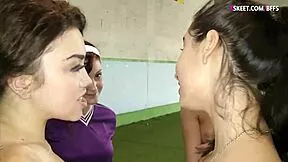 these teen lesbos get so wild licking pussy outdoors in the fields