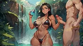 hey farmer in this taboo hentai game ep 20 the lesbian couple grabs his cock for outdoor fun