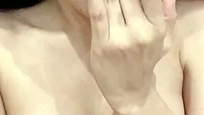 Teen teases tight pussy with fingers