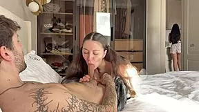 my girlfriend watches me pound her stepsis while she rubs to orgasm