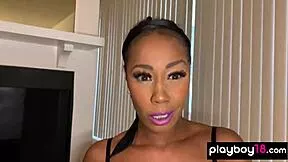Skinny Ebony Milf Misty Stone Rips Clothes Off Stockings To Pound Juicy Black Pussy With Dildo