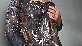 asian hijab ladyboy strokes cock in solo play