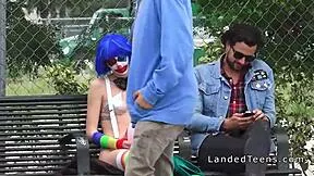 Clown Teen 18+ Pounds Pussy Hard in Outdoor POV Fuck