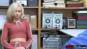 tiny teen thief with pierced tits caught by mall security cop