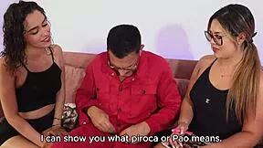two wet latina girls with big asses fist fuck ride and deepthroat their muscular teacher's monster cock during naughty private lesson
