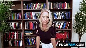 oh man stepmom katie morgan sneaks a blowjob under the office desk then gets pounded by rion king!