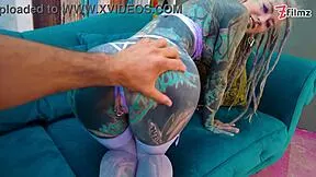 sexy hippie goth in lingerie gets passionately fucked missionary by interviewer