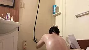 hey check petite hana's cute hairy asian pussy getting wet in shower 🌊