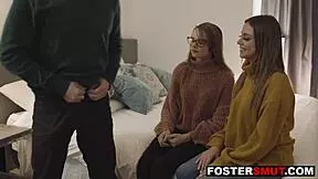 sleazy foster parents threesome ravage stepdaughter's tight holes relentlessly