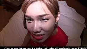 AMATEUR LADYBOY TEEN 18+ POUNDED BAREBACK ANAL POV CLOSE-UP MONSTER COCK!