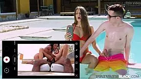 Scarlett and anya krey take double penetration from big black cocks outdoors in bikinis