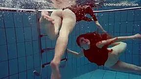 diana and simonna nude teens splash in pool together