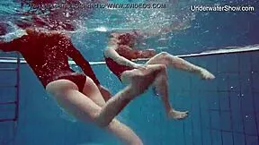 diana and simonna nude teens splash in pool together