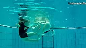 diana and simonna nude teens splash in pool together