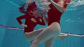 diana and simonna nude teens splash in pool together