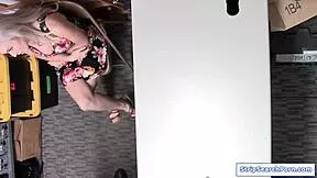 Officer rips clothes off big tits teen shoplifter for office pussy fuck