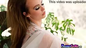lilly bell debuts her big natural tits and hairy pussy in solo striptease