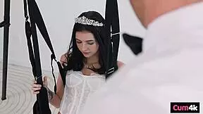 honeymoon bride turns cum slut riding cock on sex swing