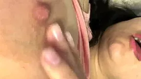 Why does this dirty latina guarra's tight pussy overflow with cum from big natural tits massage?