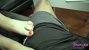 Exotic Slut's Oily Feet Tease Juicy Pussy