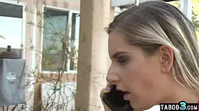 Niki snow's pierced nipples bounce as bbc stepdad fucks her blonde teen pussy poolside?