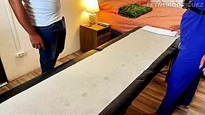 brazilian latina milf gets seductive massage turning into bent over doggy creampie