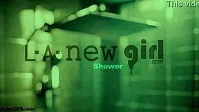 brunette bombshell takes steamy shower all wet 💦🛁