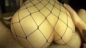 Wanna see my girlfriend in mesh tights sensually suck and ride this big cock close-up?