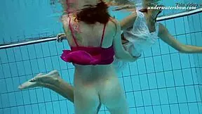 Lera and sima lastova dive sexy underwater bathing their petite russian bodies all wet and teasing!