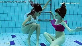 Lera and sima lastova dive sexy underwater bathing their petite russian bodies all wet and teasing!