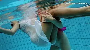Lera and sima lastova dive sexy underwater bathing their petite russian bodies all wet and teasing!