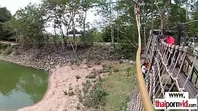 petite thai teen's tight pussy stretched by huge european cock doggystyle