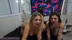 Girlfriends in Lingerie Kissing and Fucking on Video Call Bisexual Brazilian Housewives with Big Tits Ass Tan Lines Piercings Domination