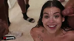 Petite Blonde Teen Craves Birthday Interracial Blowbang with Big Black Cocks for Hard Fucking