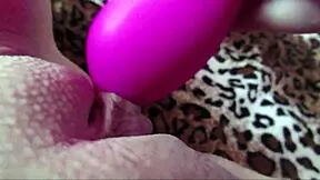 ohh my big clit throbs hard from vibrator on shaved pussy