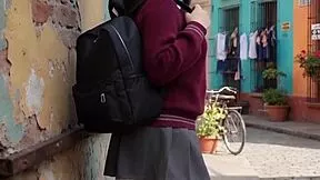 Petite Latina Student Girlfriend Rides Cock Doggystyle in Socks