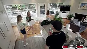Three Norwegian Petite Babes in 4some Worship and Ride One Monster Hard Cock