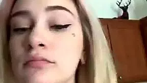 blonde teen with big tits and ass goes topless on webcam
