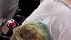 STREETWALKER SUCKS COCK IN BACKSEAT AFTER WET T-SHIRT SOAKS HER