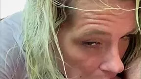 STREETWALKER SUCKS COCK IN BACKSEAT AFTER WET T-SHIRT SOAKS HER