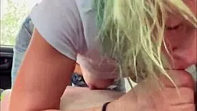 STREETWALKER SUCKS COCK IN BACKSEAT AFTER WET T-SHIRT SOAKS HER