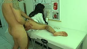 Nurse sees patient's monster erection throb—will her tight wet pussy handle the rough deepthroat choking?